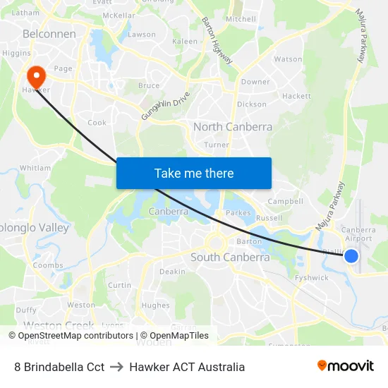 8 Brindabella Cct to Hawker ACT Australia map