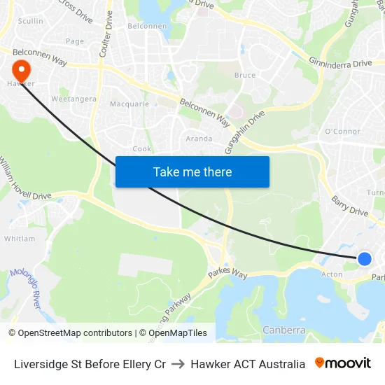 Liversidge St Before Ellery Cr to Hawker ACT Australia map