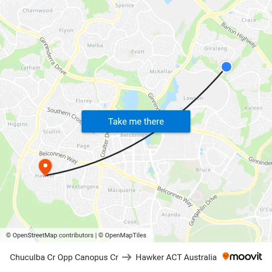 Chuculba Cr Opp Canopus Cr to Hawker ACT Australia map