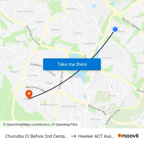 Chuculba Cr Before 2nd Centaurus St to Hawker ACT Australia map
