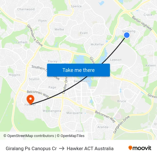Giralang Ps Canopus Cr to Hawker ACT Australia map
