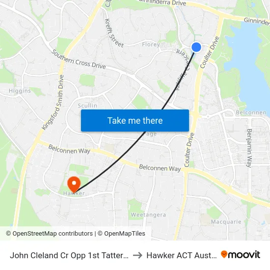 John Cleland Cr Opp 1st Tattersall Cr to Hawker ACT Australia map
