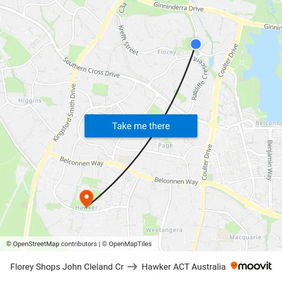 Florey Shops John Cleland Cr to Hawker ACT Australia map