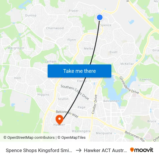 Spence Shops Kingsford Smith Dr to Hawker ACT Australia map
