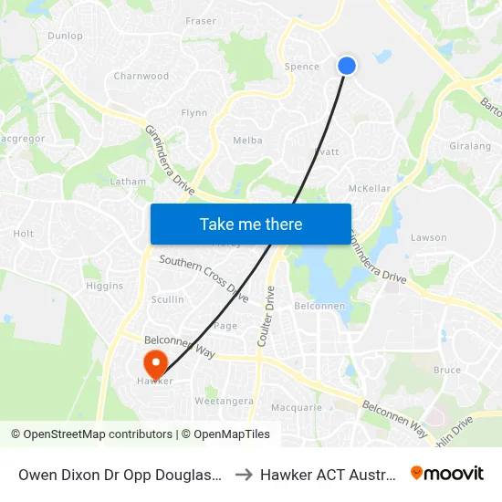 Owen Dixon Dr Opp Douglass St to Hawker ACT Australia map