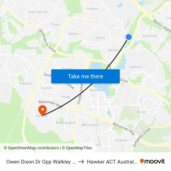 Owen Dixon Dr Opp Walkley Pl to Hawker ACT Australia map