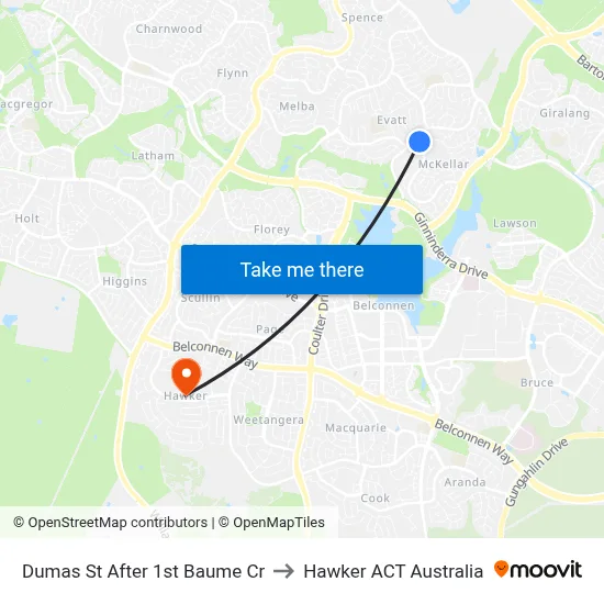 Dumas St After 1st Baume Cr to Hawker ACT Australia map