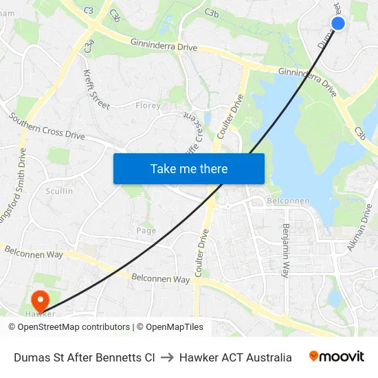 Dumas St After Bennetts Cl to Hawker ACT Australia map