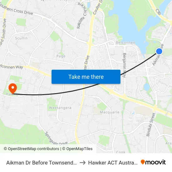 Aikman Dr Before Townsend Pl to Hawker ACT Australia map