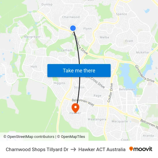 Charnwood Shops Tillyard Dr to Hawker ACT Australia map