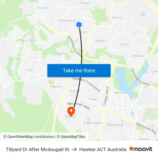 Tillyard Dr After Mcdougall St to Hawker ACT Australia map