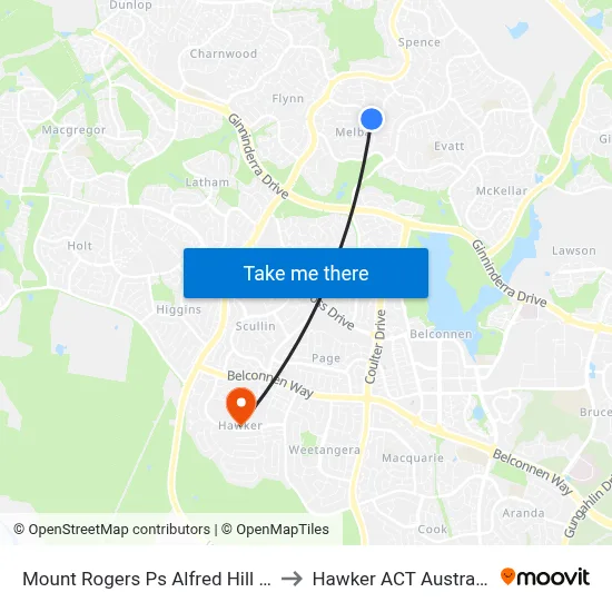 Mount Rogers Ps Alfred Hill Dr to Hawker ACT Australia map