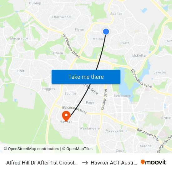 Alfred Hill Dr After 1st Crossley Cl to Hawker ACT Australia map