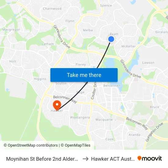 Moynihan St Before 2nd Alderman St to Hawker ACT Australia map
