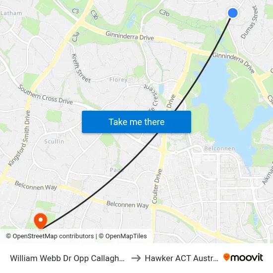William Webb Dr Opp Callaghan St to Hawker ACT Australia map