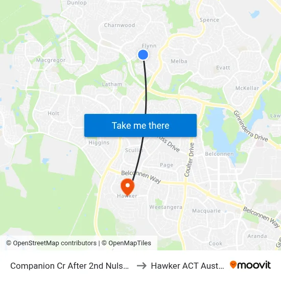 Companion Cr After 2nd Nulsen Cct to Hawker ACT Australia map