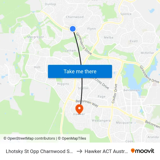 Lhotsky St Opp Charnwood Shops to Hawker ACT Australia map