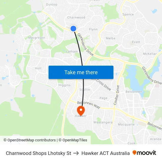 Charnwood Shops Lhotsky St to Hawker ACT Australia map