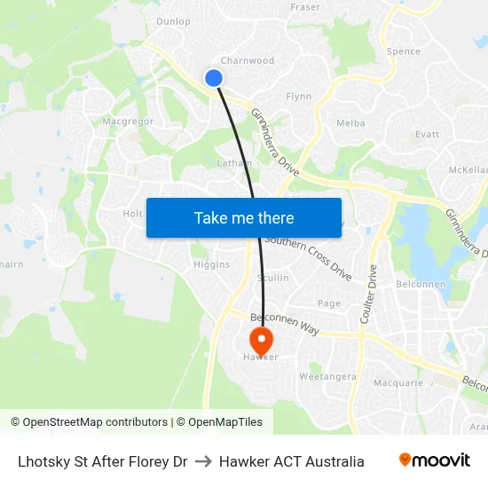 Lhotsky St After Florey Dr to Hawker ACT Australia map