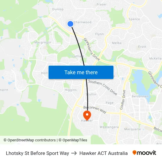 Lhotsky St Before Sport Way to Hawker ACT Australia map