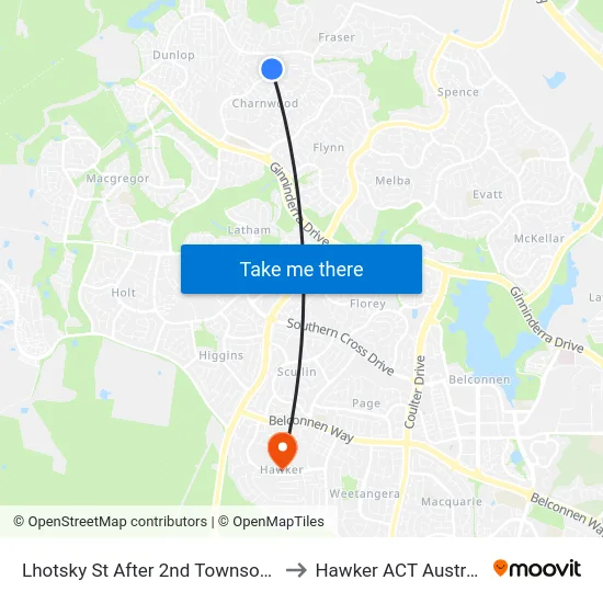 Lhotsky St After 2nd Townson Cr to Hawker ACT Australia map