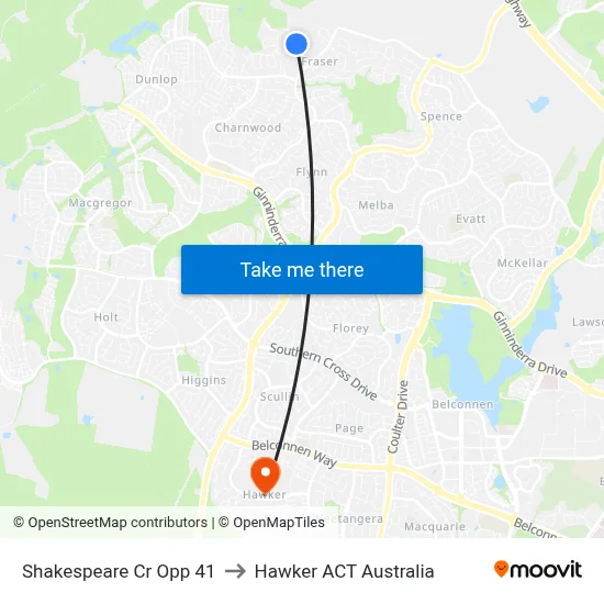 Shakespeare Cr Opp 41 to Hawker ACT Australia map