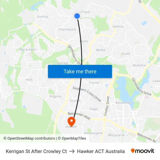 Kerrigan St After Crowley Ct to Hawker ACT Australia map