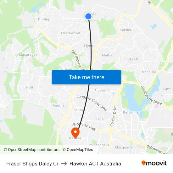 Fraser Shops Daley Cr to Hawker ACT Australia map