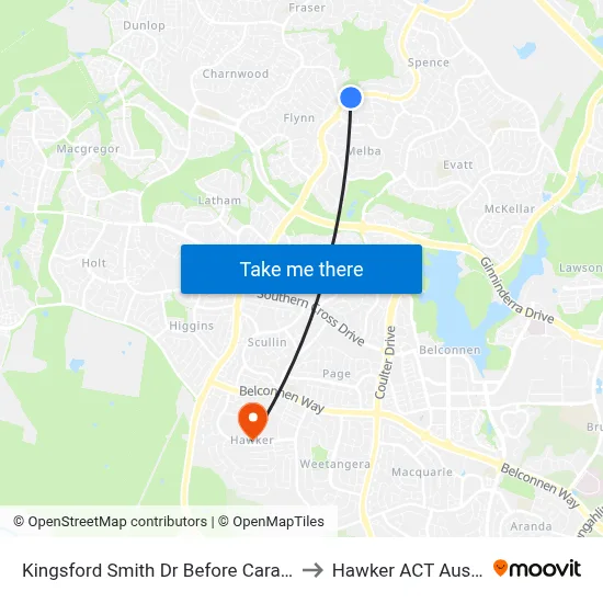 Kingsford Smith Dr Before Carandini St to Hawker ACT Australia map