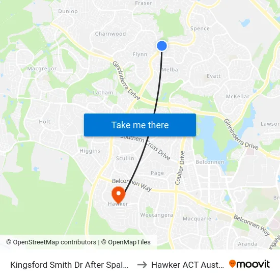Kingsford Smith Dr After Spalding St to Hawker ACT Australia map