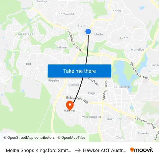 Melba Shops Kingsford Smith Dr to Hawker ACT Australia map