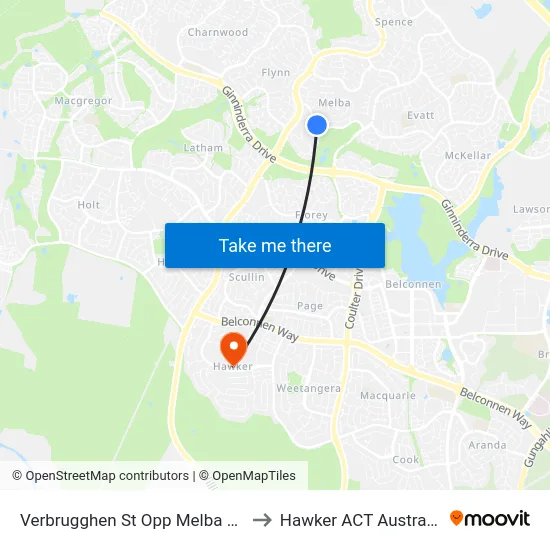 Verbrugghen St Opp Melba Hs to Hawker ACT Australia map