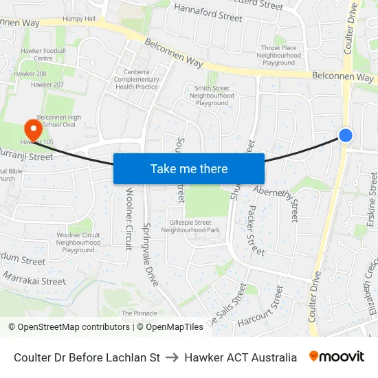 Coulter Dr Before Lachlan St to Hawker ACT Australia map