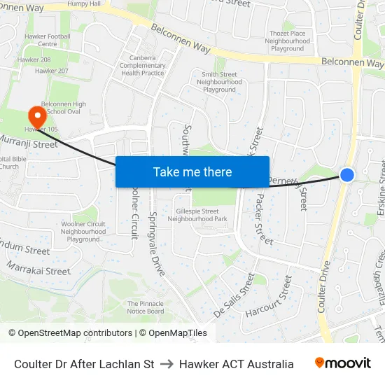 Coulter Dr After Lachlan St to Hawker ACT Australia map