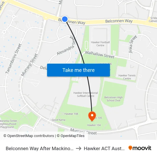 Belconnen Way After Mackinolty St to Hawker ACT Australia map