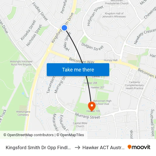 Kingsford Smith Dr Opp Findlay St to Hawker ACT Australia map