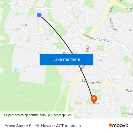 Ymca Starke St to Hawker ACT Australia map