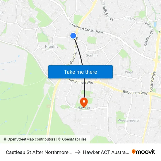 Castieau St After Northmore Cr to Hawker ACT Australia map