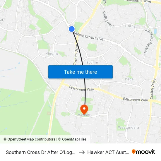 Southern Cross Dr After O'Loghlen St to Hawker ACT Australia map