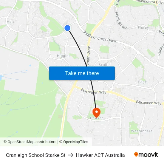 Cranleigh School Starke St to Hawker ACT Australia map