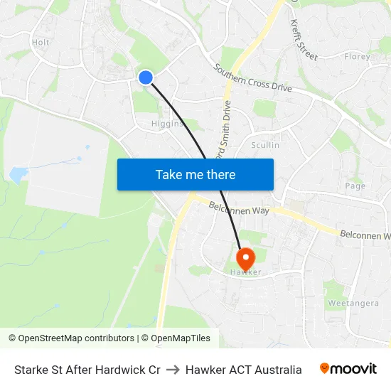 Starke St After Hardwick Cr to Hawker ACT Australia map