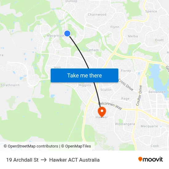 19 Archdall St to Hawker ACT Australia map