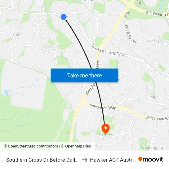 Southern Cross Dr Before Dalley Cr to Hawker ACT Australia map