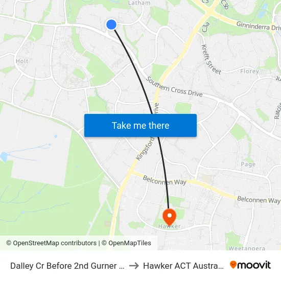 Dalley Cr Before 2nd Gurner St to Hawker ACT Australia map