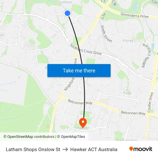 Latham Shops Onslow St to Hawker ACT Australia map