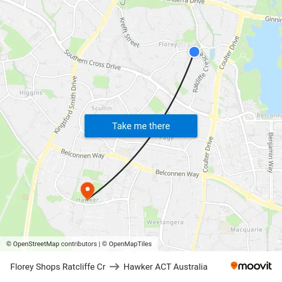Florey Shops Ratcliffe Cr to Hawker ACT Australia map