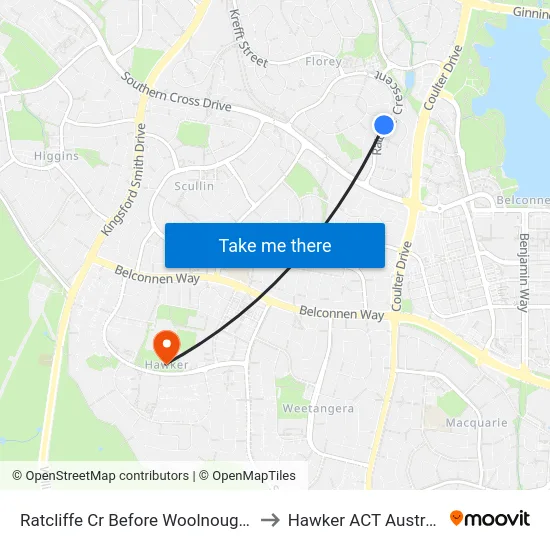 Ratcliffe Cr Before Woolnough St to Hawker ACT Australia map