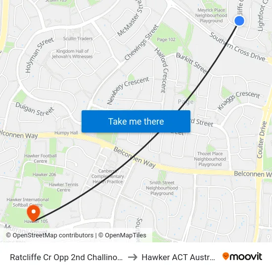 Ratcliffe Cr Opp 2nd Challinor Cr to Hawker ACT Australia map
