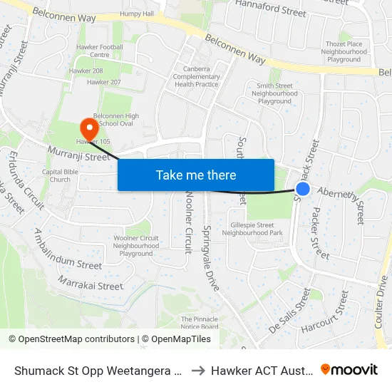 Shumack St Opp Weetangera Shops to Hawker ACT Australia map