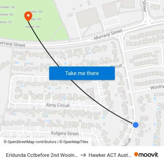 Erldunda Cctbefore 2nd Woolner Cct to Hawker ACT Australia map
